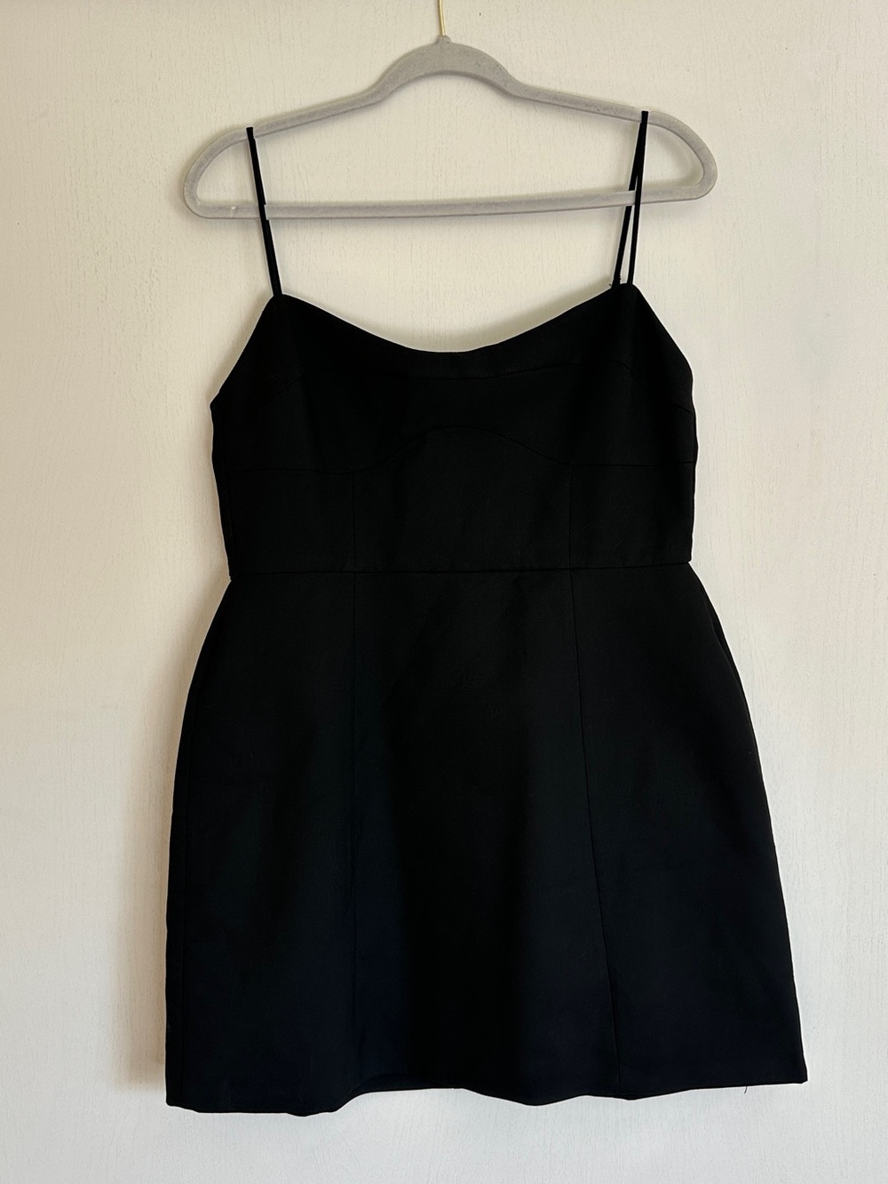 ZARA - Short Structured Black Spaghetti-Strap Mini Dress - Picture 2 of 5